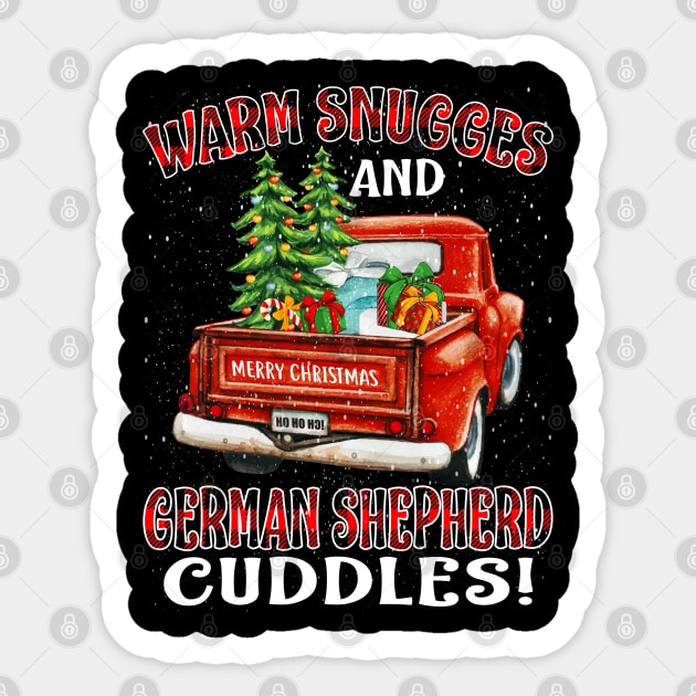 Warm Snuggles And German Shepherd Cuddles Ugly Christmas Sweater Sticker by intelus